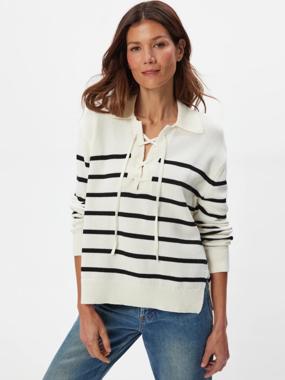 Michael Stars Adrienne Striped Pullover ivory black stripe new nvr worn sz med!